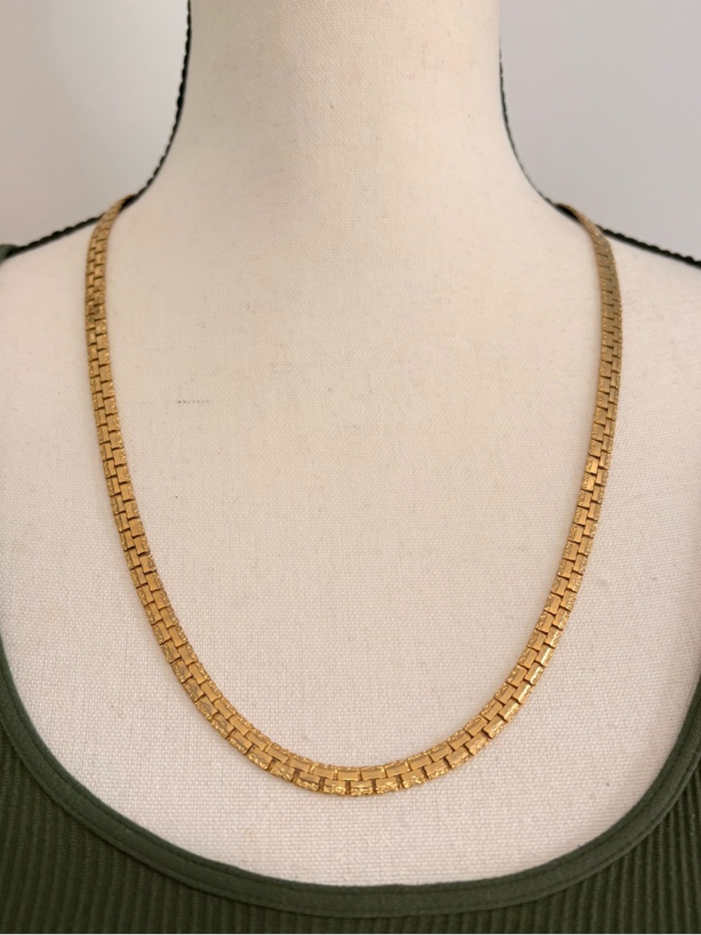 Gold Plated Hammered Flat Necklace